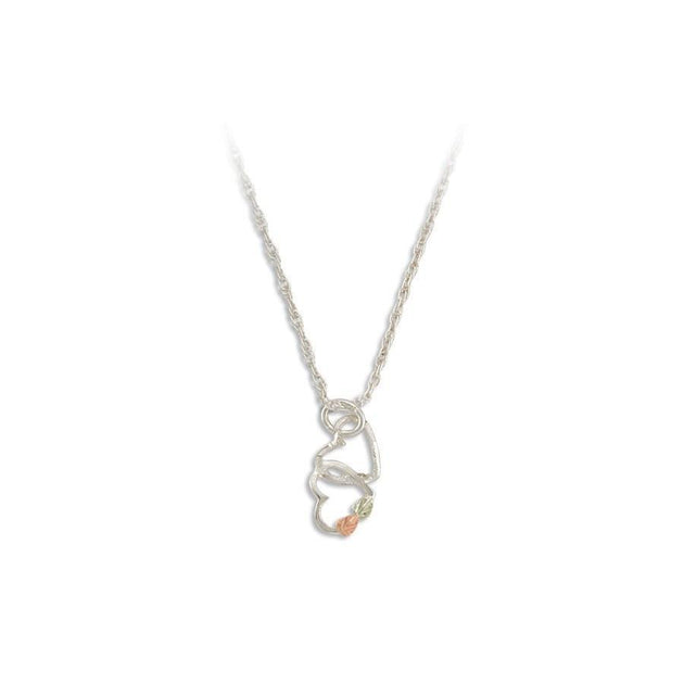 Sterling Silver Black Hills Gold Dangling Hearts Pendant II - Jewelry