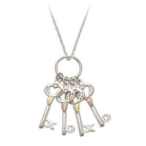 Sterling Silver Black Hills Gold Four Keys Pendant - Jewelry