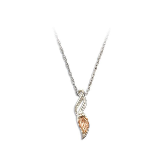 Sterling Silver Black Hills Gold Traditional Foliage Pendant XIII - Jewelry