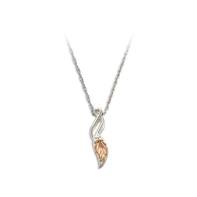 Sterling Silver Black Hills Gold Traditional Foliage Pendant XIII - Jewelry
