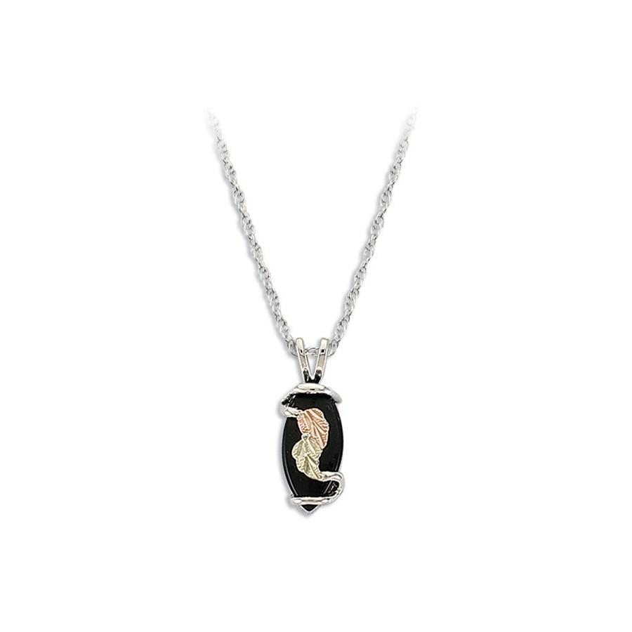Sterling Silver Black Hills Gold Finest Onyx Pendant - Jewelry