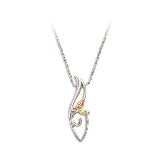 Sterling Silver Black Hills Gold Traditional Foliage Pendant XI - Jewelry