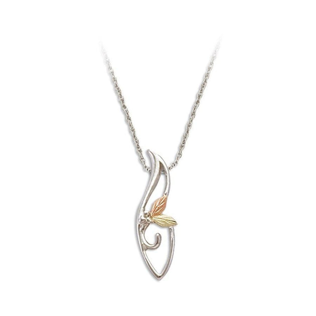 Sterling Silver Black Hills Gold Traditional Foliage Pendant XI - Jewelry