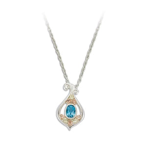 Sterling Silver Black Hills Gold Fancy Blue Topaz Pendant - Jewelry