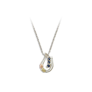 Sterling Silver Black Hills Gold Triple Blue Montana Sapphire Pendant - Jewelry