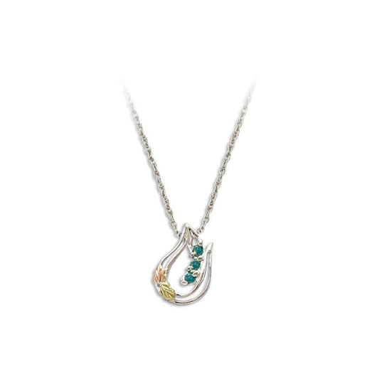 Sterling Silver Black Hills Gold Triple Green Montana Sapphire Pendant - Jewelry