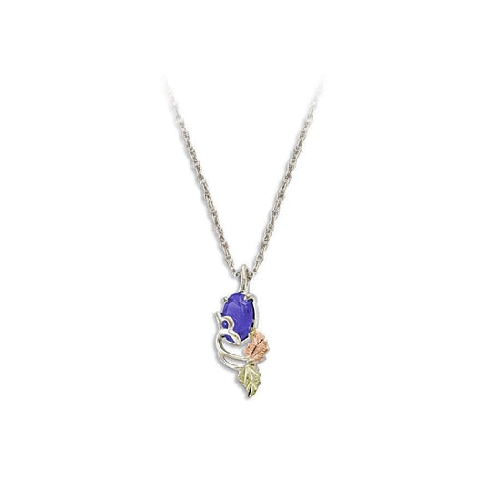 Sterling Silver Black Hills Gold Iolite Oval Pendant - Jewelry