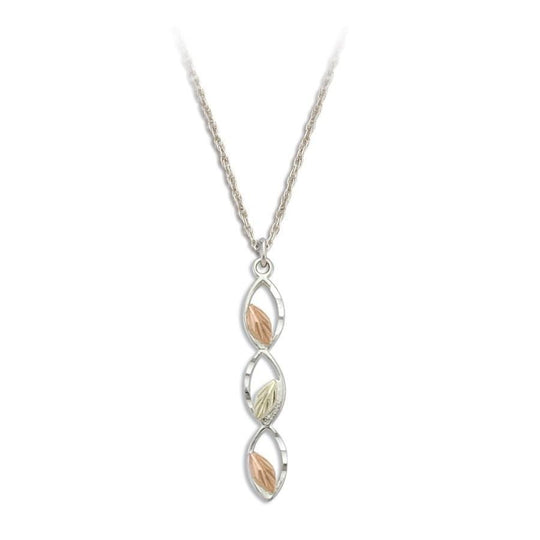 Sterling Silver Black Hills Gold Three Loop Foliage Pendant - Jewelry