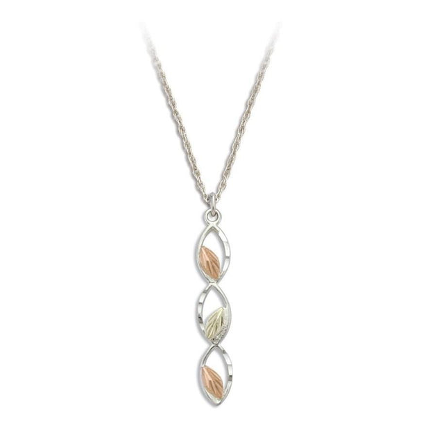 Sterling Silver Black Hills Gold Three Loop Foliage Pendant - Jewelry