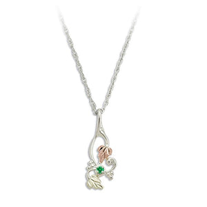 Sterling Silver Black Hills Gold Foliage Emerald Pendant II - Jewelry