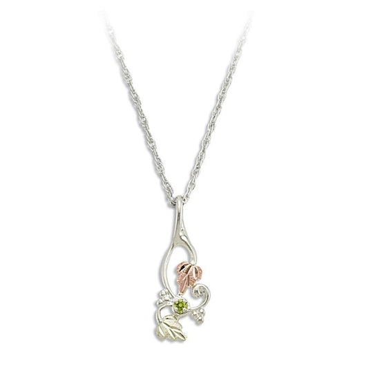 Sterling Silver Black Hills Gold Foliage Peridot Pendant II - Jewelry