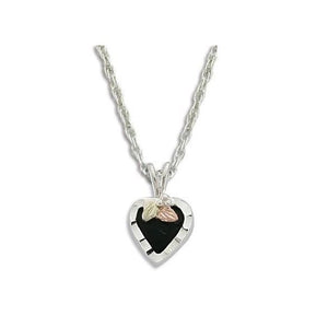 Sterling Silver Black Hills Gold Heart of Onyx Pendant II - Jewelry