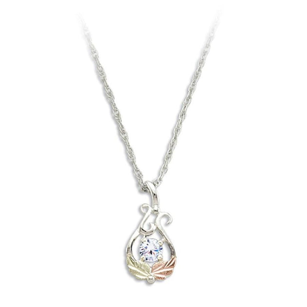 Sterling Silver Black Hills Gold Round White Topaz Pendant - Jewelry