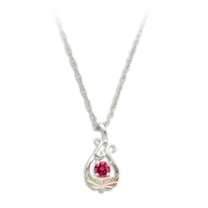 Sterling Silver Black Hills Gold Round Ruby Pendant - Jewelry
