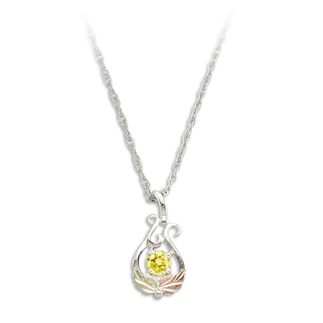 Sterling Silver Black Hills Gold Round Citrine Pendant - Jewelry