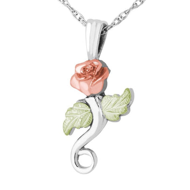 Sterling Silver Black Hills Gold Rose Pendant - Jewelry