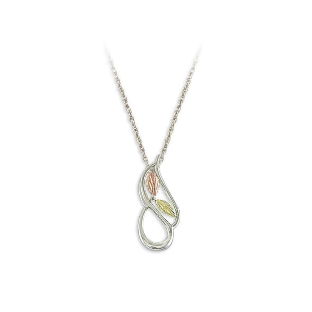 Sterling Silver Black Hills Gold Simple Foliage Pendant II - Jewelry
