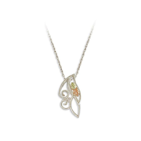 Sterling Silver Black Hills Gold Traditional Foliage Pendant III - Jewelry