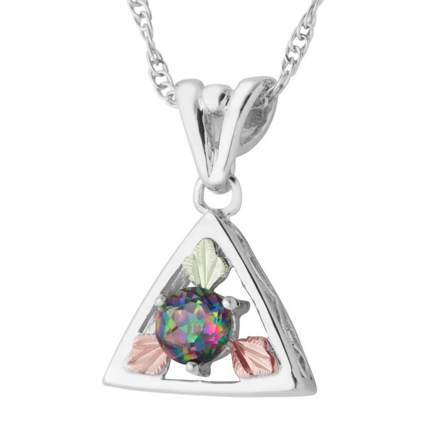 Sterling Silver Black Hills Gold Mystic Fire Topaz Pendant - Jewelry