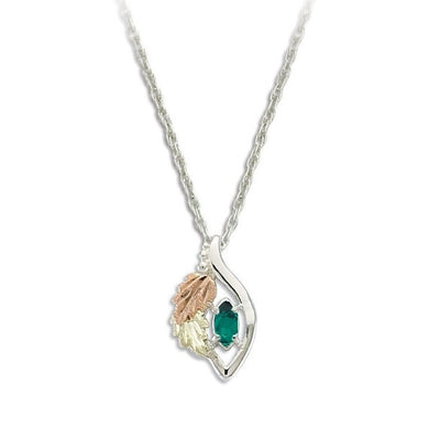 Marquise Emerald - Sterling Silver Black Hills Gold Pendant