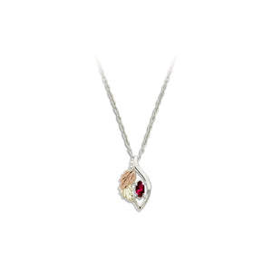 Sterling Black Hills Gold Marquise Genuine Ruby Pendant