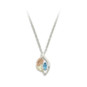 Sterling Silver Black Hills Gold Marquise Cut Blue Topaz Pendant - Jewelry