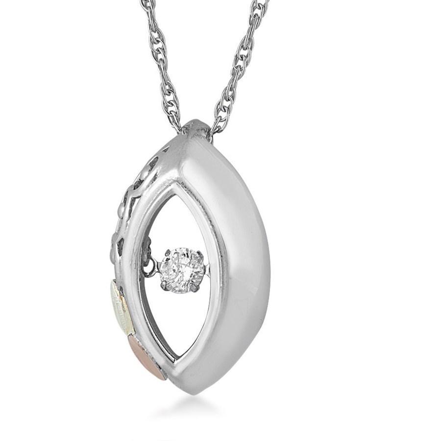 Sterling Silver Black Hills Gold Oval Diamond Pendant - Jewelry