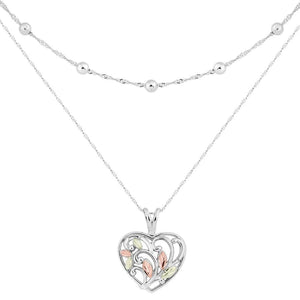 Sterling Silver Black Hills Gold Most Elegant Heart Pendant - Jewelry