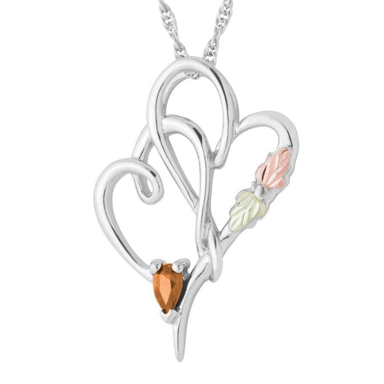 Sterling Silver Black Hills Gold Citrine Heart Pendant II - Jewelry
