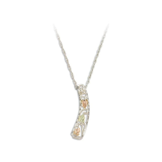 Sterling Silver Black Hills Gold Traditional Foliage Pendant IX - Jewelry