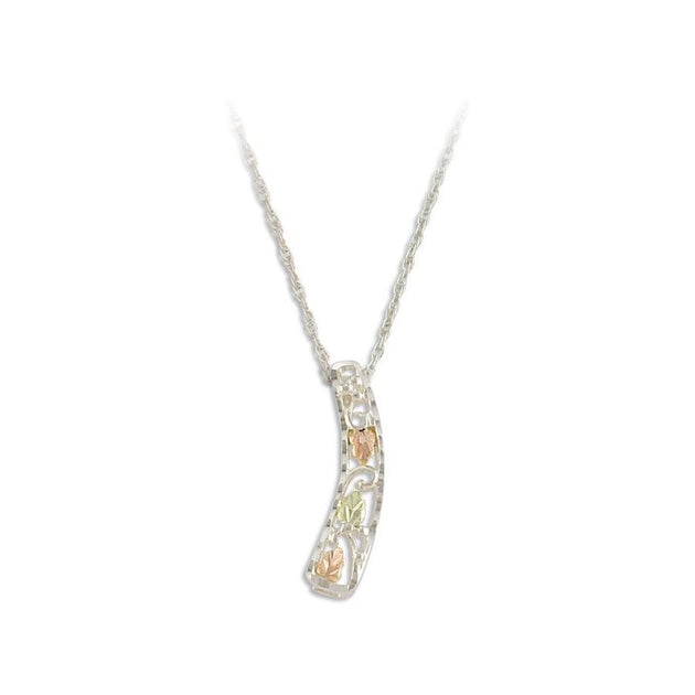 Sterling Silver Black Hills Gold Traditional Foliage Pendant IX - Jewelry