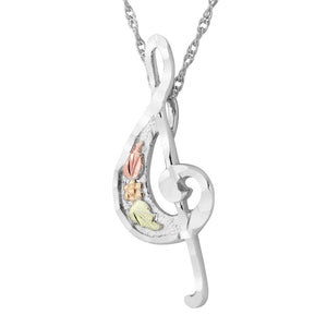 Sterling Silver Black Hills Gold Musical Clef Pendant - Jewelry
