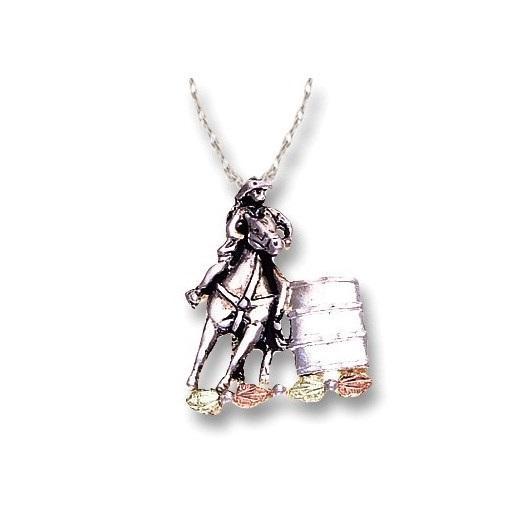 Sterling Silver Black Hills Gold Horse And Rider Pendant - Jewelry