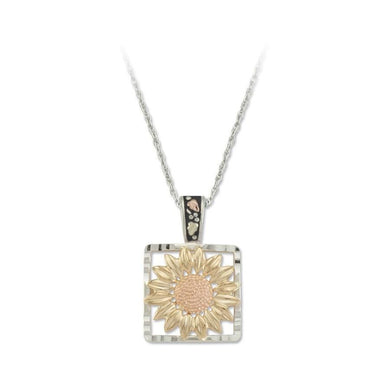 Sterling Silver Black Hills Gold Sunflower Square - Jewelry