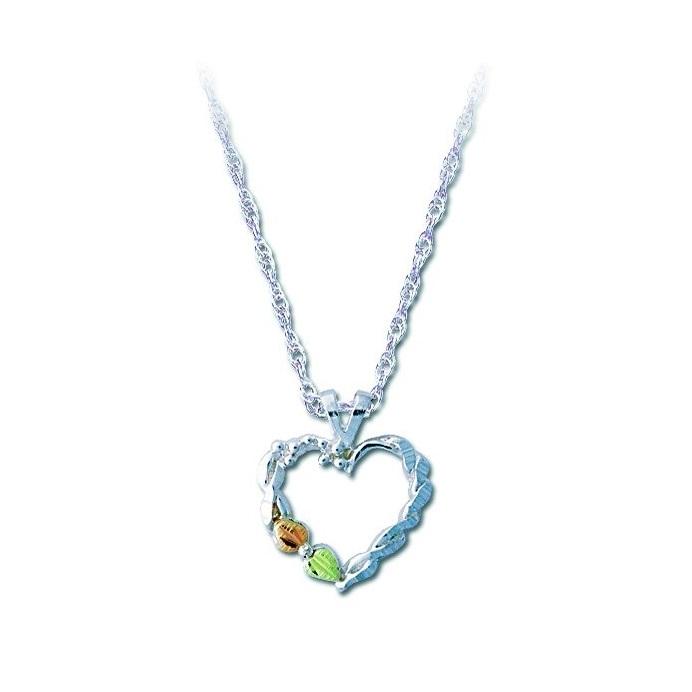 Sterling Silver Black Hills Gold Foliage Heart II Pendant - Jewelry