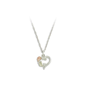 Sterling Silver Black Hills Gold Foliage Heart I Pendant - Jewelry