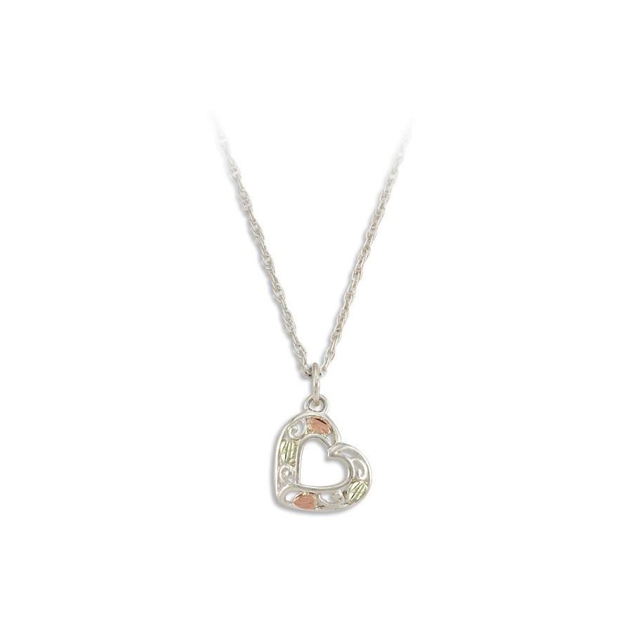 Sterling Silver Black Hills Gold Prettiest Heart Pendant - Jewelry
