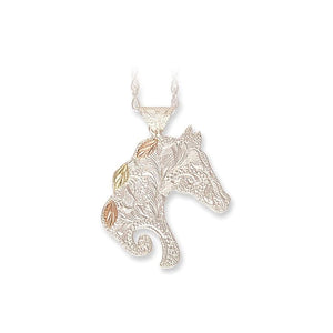 Sterling Silver Black Hills Gold Fancy Horse Pendant - Jewelry