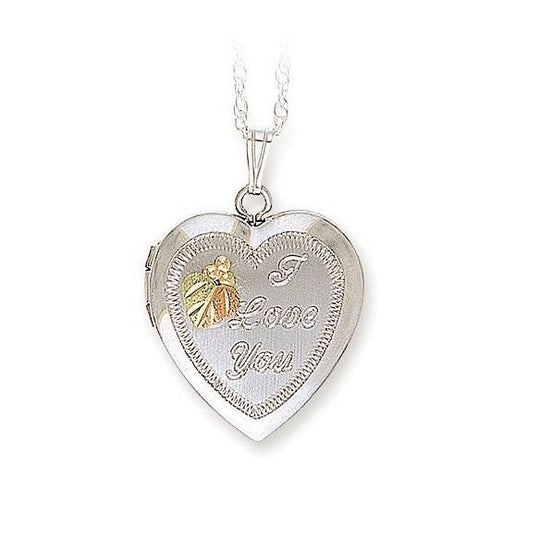 Sterling Silver Black Hills Gold Heart Shaped Locket Pendant - Jewelry