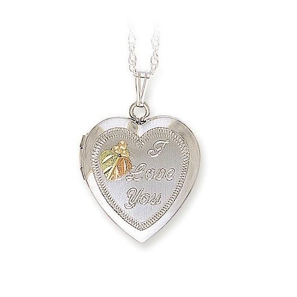 Sterling Silver Black Hills Gold Heart Shaped Locket Pendant - Jewelry