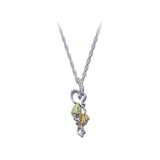 Sterling Silver Black Hills Gold Intricate Foliage Pendant - Jewelry