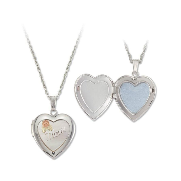 Sterling Silver Black Hills Gold Mom Locket Pendant - Jewelry