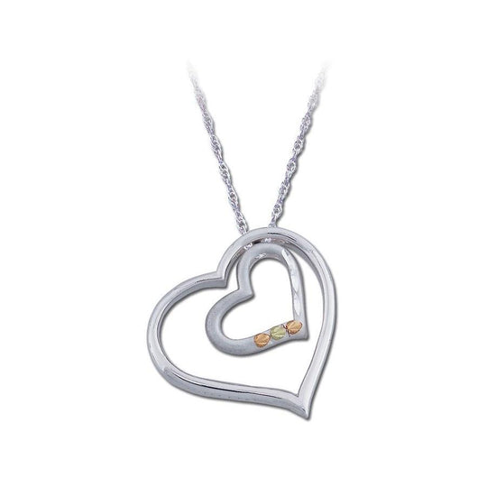 Sterling Silver Black Hills Gold Modern Hearts Pendant II - Jewelry