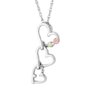 Sterling Silver Black Hills Gold Three of Hearts Pendant - Jewelry