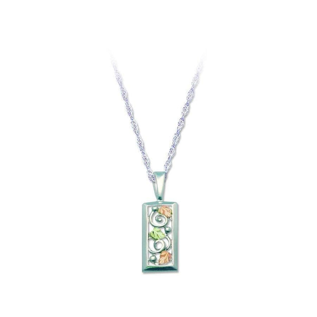 Sterling Silver Black Hills Gold Rectangular Foliage Pendant - Jewelry