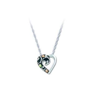 Sterling Silver Black Hills Gold Enameled Heart Pendant - Jewelry