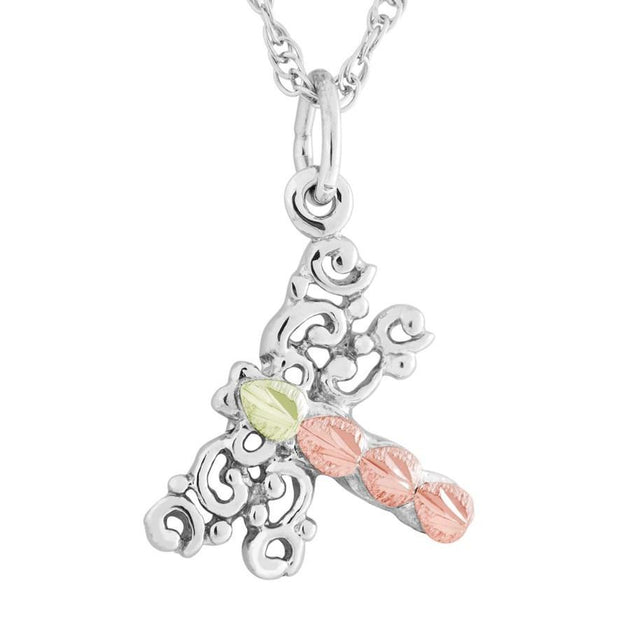 Sterling Silver Black Hills Gold Frilly Dragonfly Pendant - Jewelry