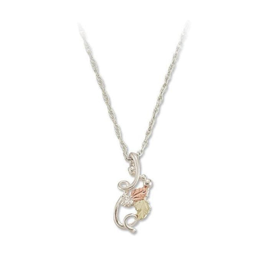 Sterling Silver Black Hills Gold Traditional Foliage Pendant VIII - Jewelry