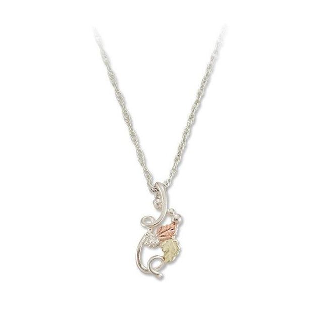 Sterling Silver Black Hills Gold Traditional Foliage Pendant VIII - Jewelry