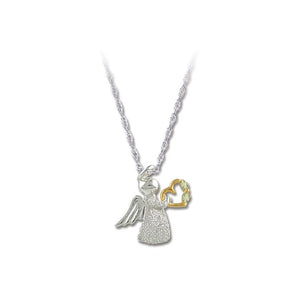 Sterling Silver Black Hills Gold Angel And Heart Pendant - Jewelry